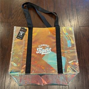 Clemson Tigers Iridescent Large Tote Bag Easy to Clean 16.9 x 6.3 x 13 Inches